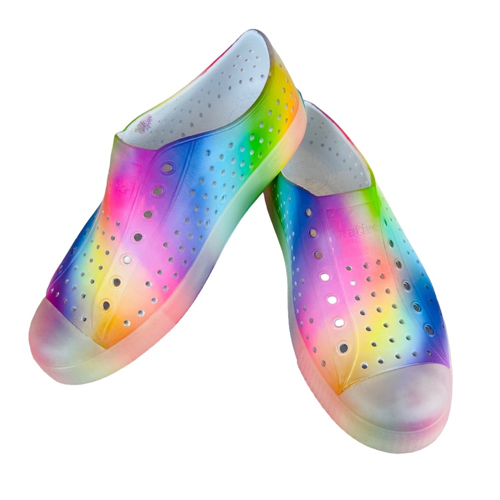 Native Jefferson Rainbow Tie Dye Slip On Shoes Kids J4